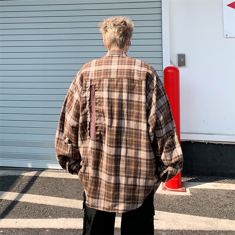 男士长袖春季2024全棉破洞衬衫新款BC49P58,男装衬衫,星座1116-2