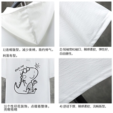 LD54172-P45连帽短袖t恤男大码胖子带帽五分袖中袖展架，男装T恤，电商A040A