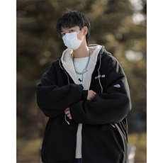 F26-P74冬季羊羔毛加绒连帽外套男美式复古ins宽松卫衣棉服，男装卫衣，星座512-6