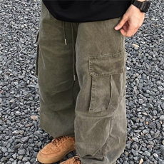 美式复古多口袋工装裤男潮牌宽松休闲裤ins潮流垂感百搭阔腿长裤，男装工装外套，星座506A
