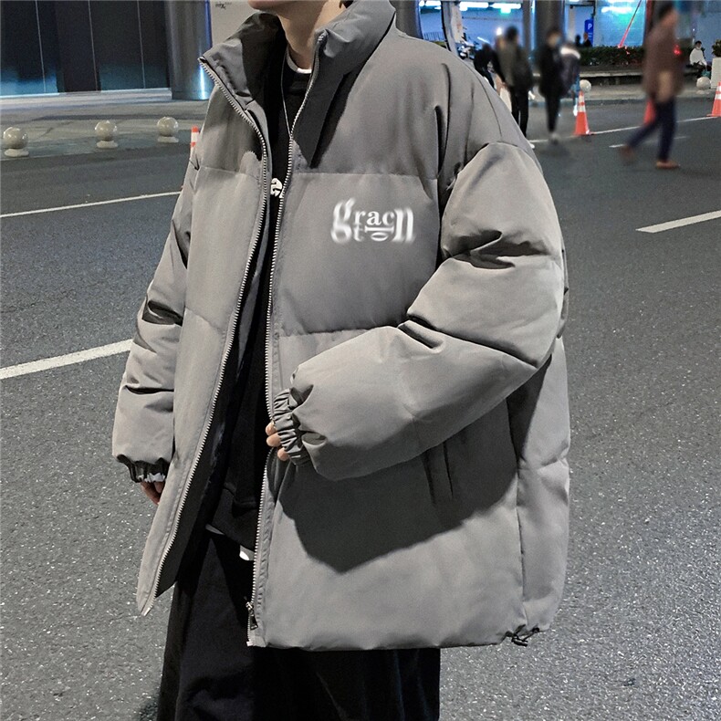 港风夜景冬款字母印花宽松休闲立领棉服A247-MY2091特批65控98图片