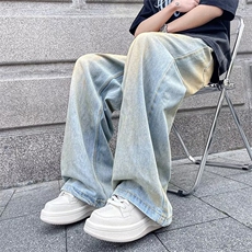 2024美式蓝色脏脏裤牛仔裤男款直筒长裤潮Y9164P48，男装牛仔裤，星座1116-2
