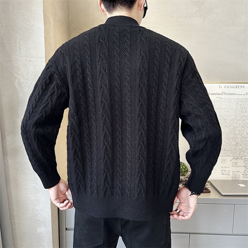立领麻花毛衣开衫男士秋季休闲短款毛衣外套K7718-P125,男装针织衫/毛衣,电商A239