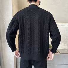立领麻花毛衣开衫男士秋季休闲短款毛衣外套K7718-P125，男装针织衫/毛衣，电商A239