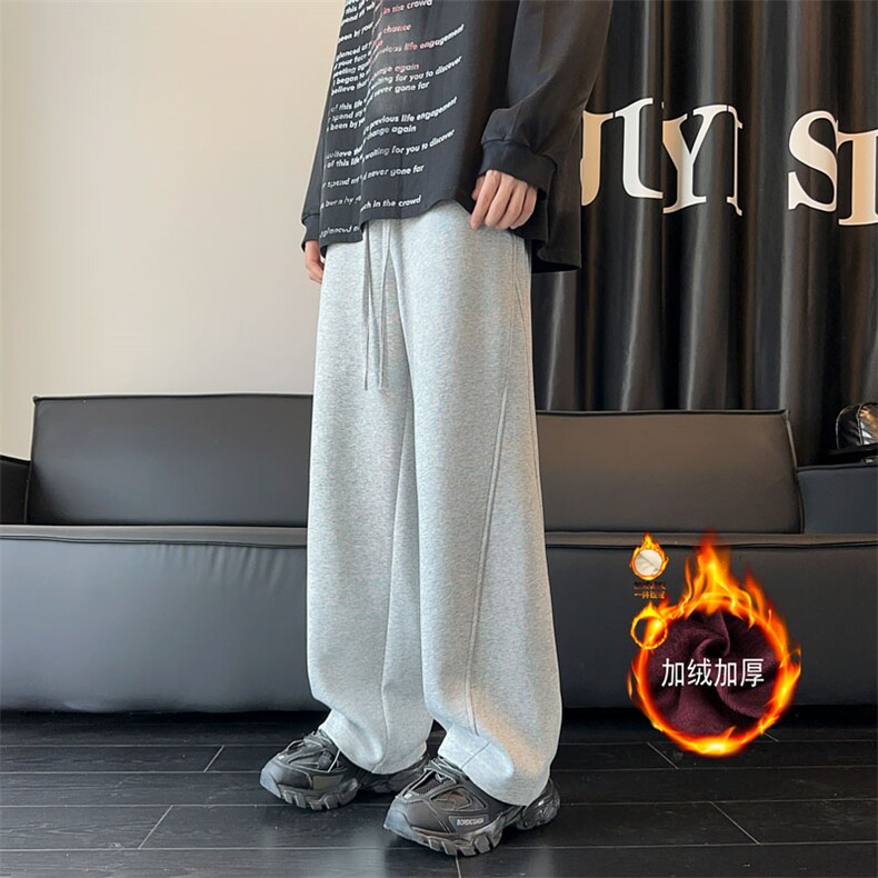 青少年弯刀裤运动加绒休闲卫裤CK47S-2XL特P38加绒特P45,男装休闲裤,电商B325