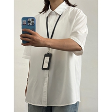 薄款冰丝短袖衬衫男简约纯色垂感休闲痞帅衬衣CS288-P20，男装T恤，星座301C-5