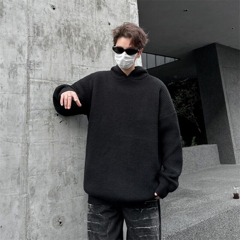 灰色美式复古亨利领毛衣男款冬季慵懒风高级感针织衫MY602,男装针织衫/毛衣,星座1116A-1（原606A）