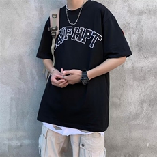夏季宽松圆领半袖男潮牌短袖T恤情侣刺绣字母休闲打底衫T0024-P28，男装T恤，星座308B-1