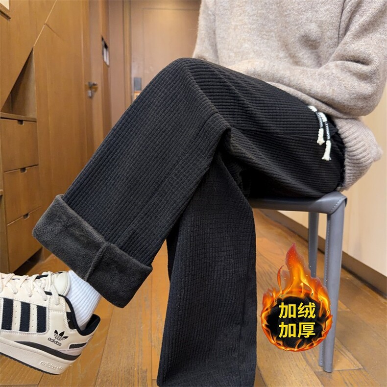 冬季雪呢尔直筒裤子宽松保暖休闲裤*CK25100*P38加绒45控78，男装棉衣，星座511-1