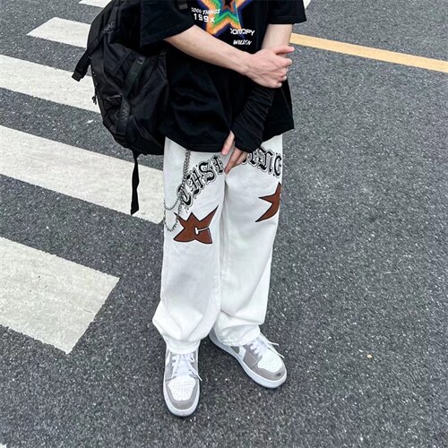 青春流行直脚原宿宽松直筒拉链牛仔裤GT027P45,男装牛仔裤,星座1116-2