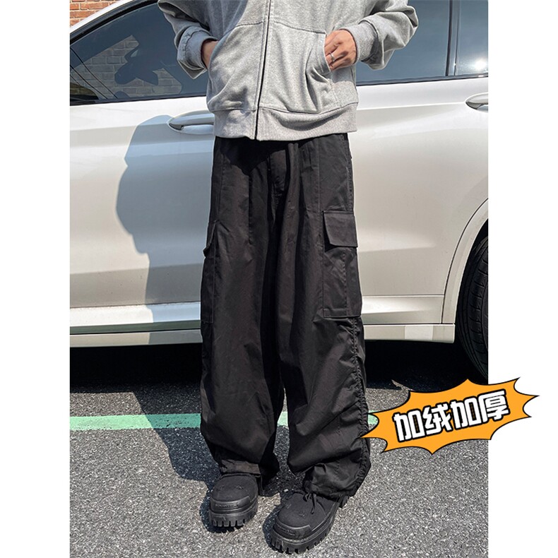 港风加绒加厚多口袋工装裤休闲裤长裤A014-DY25128-P70控98,男装休闲裤,电商A014