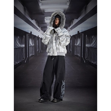 图腾印花做旧弯刀休闲裤卫裤宽松阔腿长裤KZ27-P50，男装休闲裤，星座308B-2