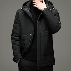 中年男士冬季新款羽绒服休闲拉链宽松休闲连帽羽绒服HB1807-P280，男装羽绒服，电商B212（原钱塘6029）