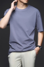 男士纯色短袖圆领休闲半袖体恤2023夏季新款中年男装薄款上衣服T，男装T恤，电商B212（原钱塘6029）