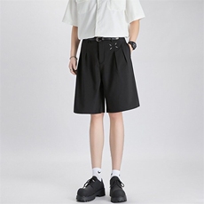 夏季美式休闲西装短裤男宽松阔腿冰丝垂感宽松五分裤子K6527-P41，男装牛仔裤，星座412-2