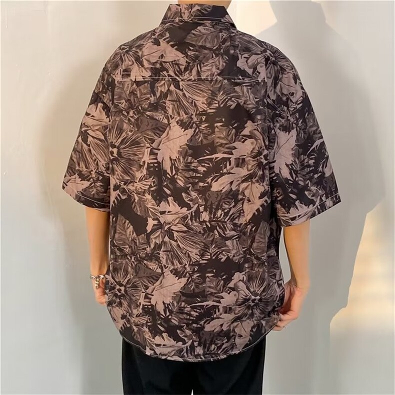 复古暗黑满印短袖衬衫男女夏季街头衬衫C1104P26,男装衬衫,星座1116-2