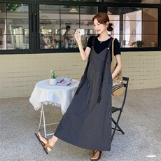 新品现货条纹背带裙T恤两件套2C032375P145K208，女装连衣裙，2C032