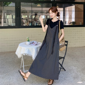 新品 现货 条纹背带裙T恤两件套 2C032 375 P145 K208图片