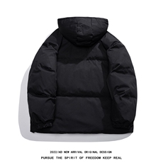 白底22冬季潮流字母印花保暖连帽棉衣M223P115控158，男装棉衣，电商A247-1