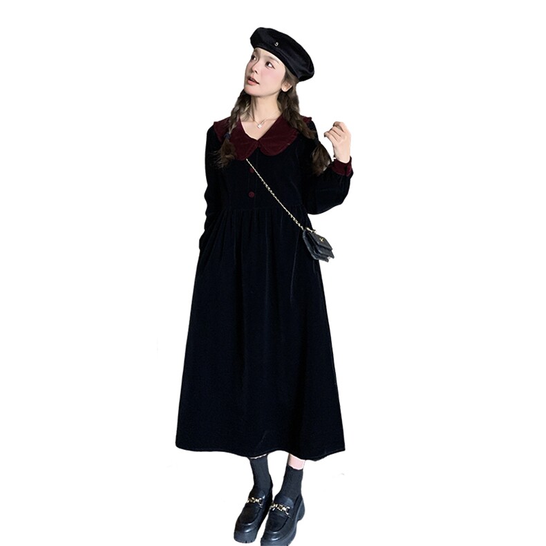 【森系】俏皮减龄娃娃领拼接连衣裙2D148-A113-P120k195K170,女装连衣裙,2D148