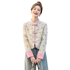 新中式重工刺绣宋锦外套女2025春装新款国风年轻款洋气显瘦上衣，女装短外套，水衣源