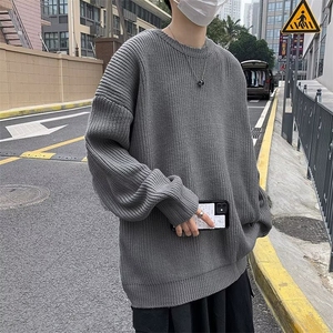 B377P35秋冬毛衣打底衫线衣圆领男装上衣宽松日系港风图片