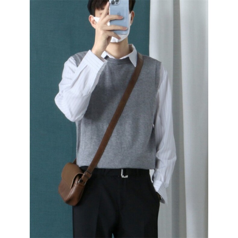 学院风针织衫马甲男秋冬季宽松圆领毛衣背心无袖针织坎肩MY05，男装背心/马甲，星座1116A（原606A-3）