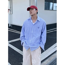 长袖条纹衬衫男欧美街头垂坠感衬衣薄款外套情侣潮牌男衬C2213，男装衬衫，星座1116A（原606A-3）
