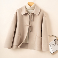 双面呢羊大衣女短款2025秋冬新款修身显瘦小个子毛呢外套女羊毛，女装双面呢大衣，优远毛呢大衣