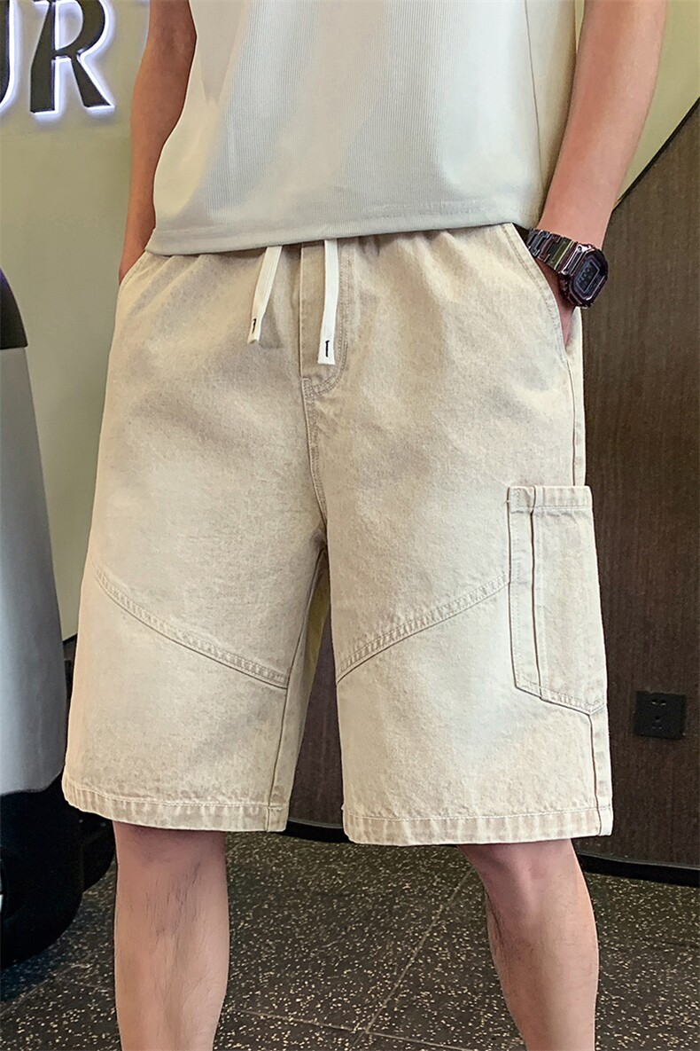 牛仔短裤男夏季2025新款潮牌休闲宽松运动男士短裤A313-1-K66-P68,男装牛仔裤,电商A313-1