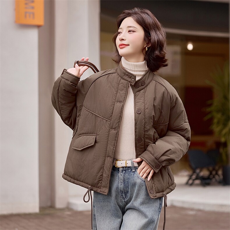 时尚拼接灯芯绒领短款棉衣冬季保暖显瘦外套,女装棉衣/棉服,梦芯尔