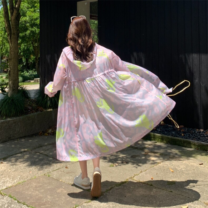 印花连帽长款防晒衣女2026年夏季新款设计感外套182-8656P125K188,女装防晒衣,帛香坊