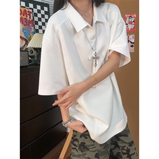 2026夏季新款拼接短袖T恤潮流正肩翻领男女X64114-TP16不，男装T恤，电商A102