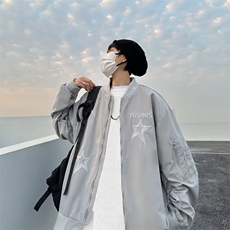 立领简约潮流宽松型日常原宿拉链青春流行春秋长袖新款夹克，男装夹克，星座716-4
