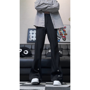 春夏新款微喇叭西裤男排口开叉cleanfit宽松休闲裤K318-特P48图片