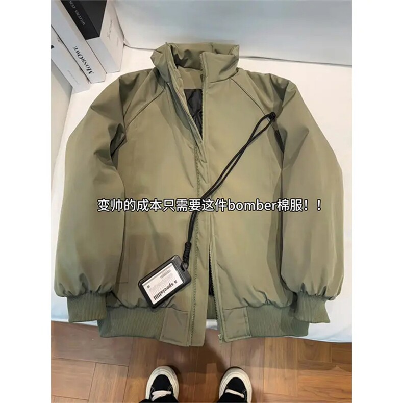 现货美式高街休闲棉衣夹克三防立领纯色户外工装加厚棉服外套,男装夹克,电商A486