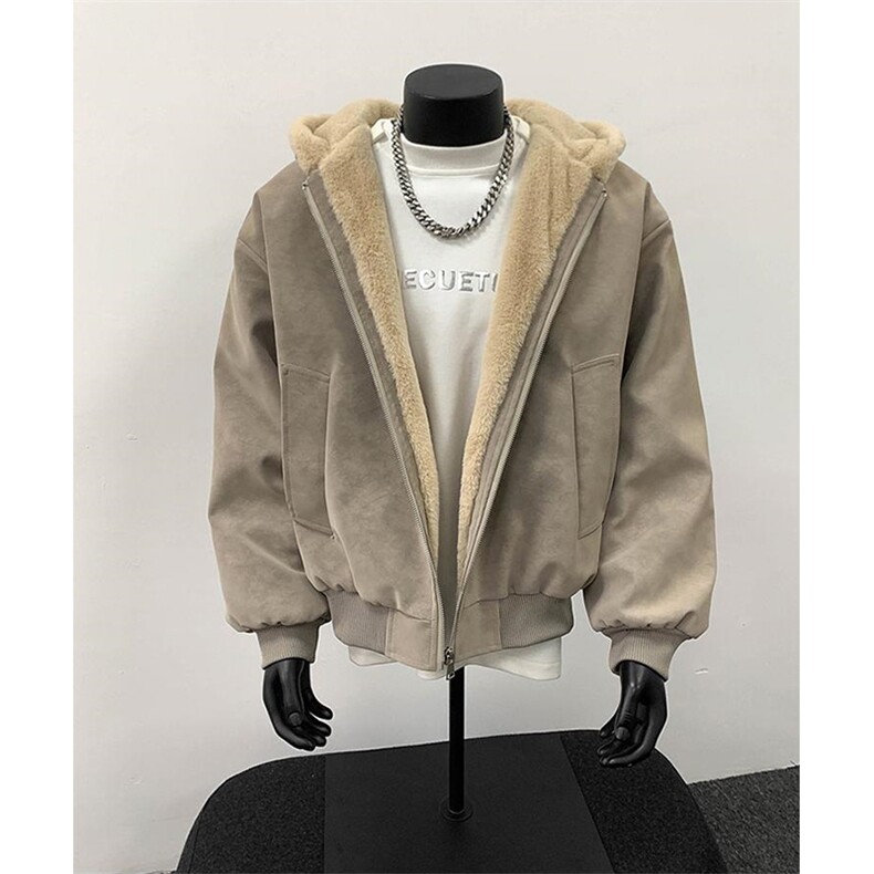 现货高品质美式冬季重磅座山雕大毛毛领pu皮棉衣男女加厚外套,男装皮衣,电商A486-1
