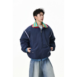撞色双领棉服潮牌美式学院风情侣外套 WT2505-P80-控138图片