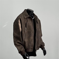 复古做旧PU皮衣夹克美式潮牌痞帅机车服外套休闲上衣Y1029P72网图，男装夹克，电商B245