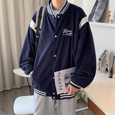 棒球服男春秋新款ins外套灯芯绒韩版潮流刺绣拼色外套JK06680-P58，男装夹克，星座308B-1
