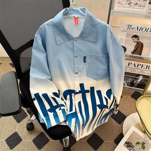 渐变色印花开衫衬衫男女长袖2025春秋新款外套翻领衬衣CY1068-P41图片