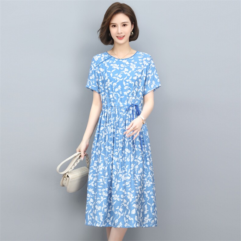 2025年夏季时尚简约大方气质优雅碎花潮流有范连衣裙,女装连衣裙,天丽