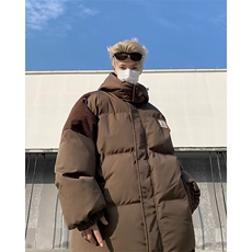 美式复古拼接设计灯芯绒棉服冬季潮牌保暖百搭连帽上衣W8064-P85，男装棉衣，星座512-4