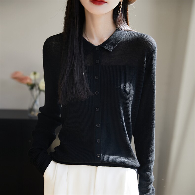 翻领毛衣外套女2025早春季新款洋气外搭毛衣针织开衫春秋披肩上衣,针织衫/毛衣,暖烁羊绒
