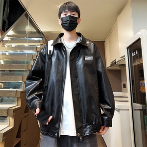 秋季皮夹克男翻领潮流男士外套贴标防水休闲上衣A266-PY006-P55图片