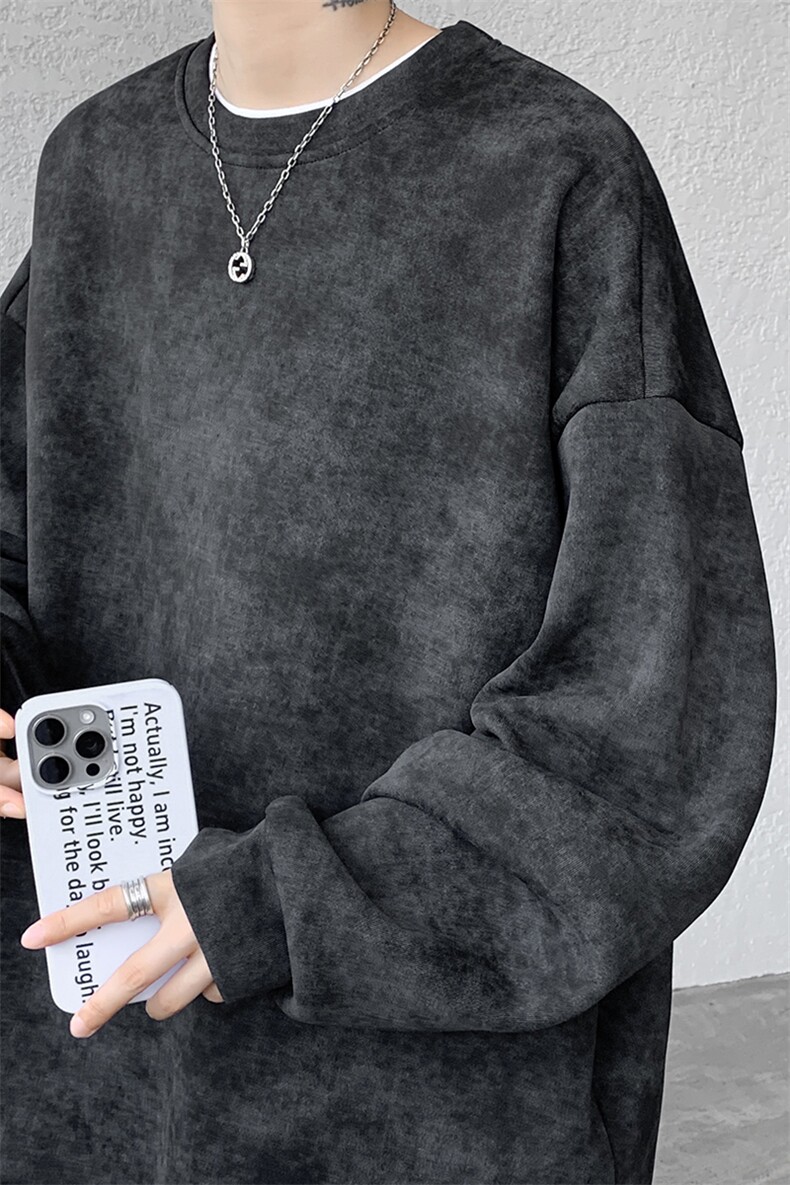8XL-M美式复古街头风圆领卫衣男特大码上衣套头打底衫WY11P50控68,男装卫衣,电商D206-1