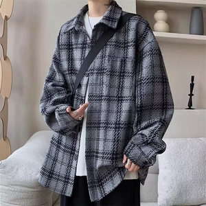 XXF053新款男士加厚保暖休闲夹克男生格子长袖衬衫上衣服外套图片