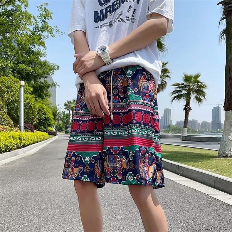 潮牌四季短裤男亚翰速干运动裤春夏秋印花沙滩裤DK123,男装牛仔裤,星座1116A-1（原606A）