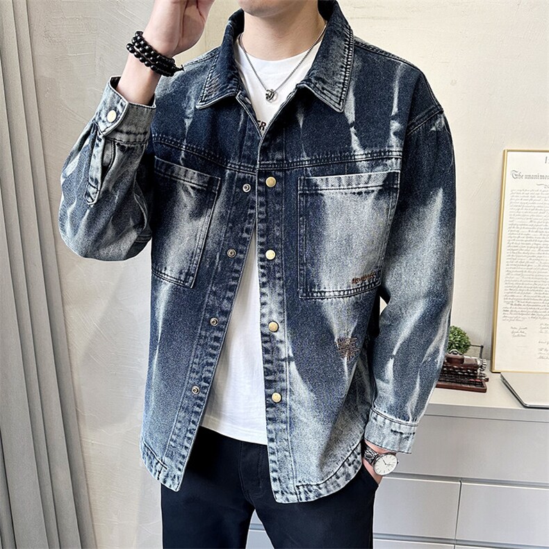 C317-59931-P1452025春季新款渐变水洗重工艺牛仔夹克外套男,男装工装外套,电商C317