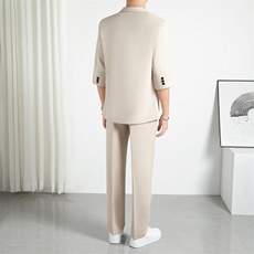 TW051-P952025夏季时尚痞帅轻熟风男士宽松七分袖西服套装两件套，男装西服，星座507A（原星座306B-2）